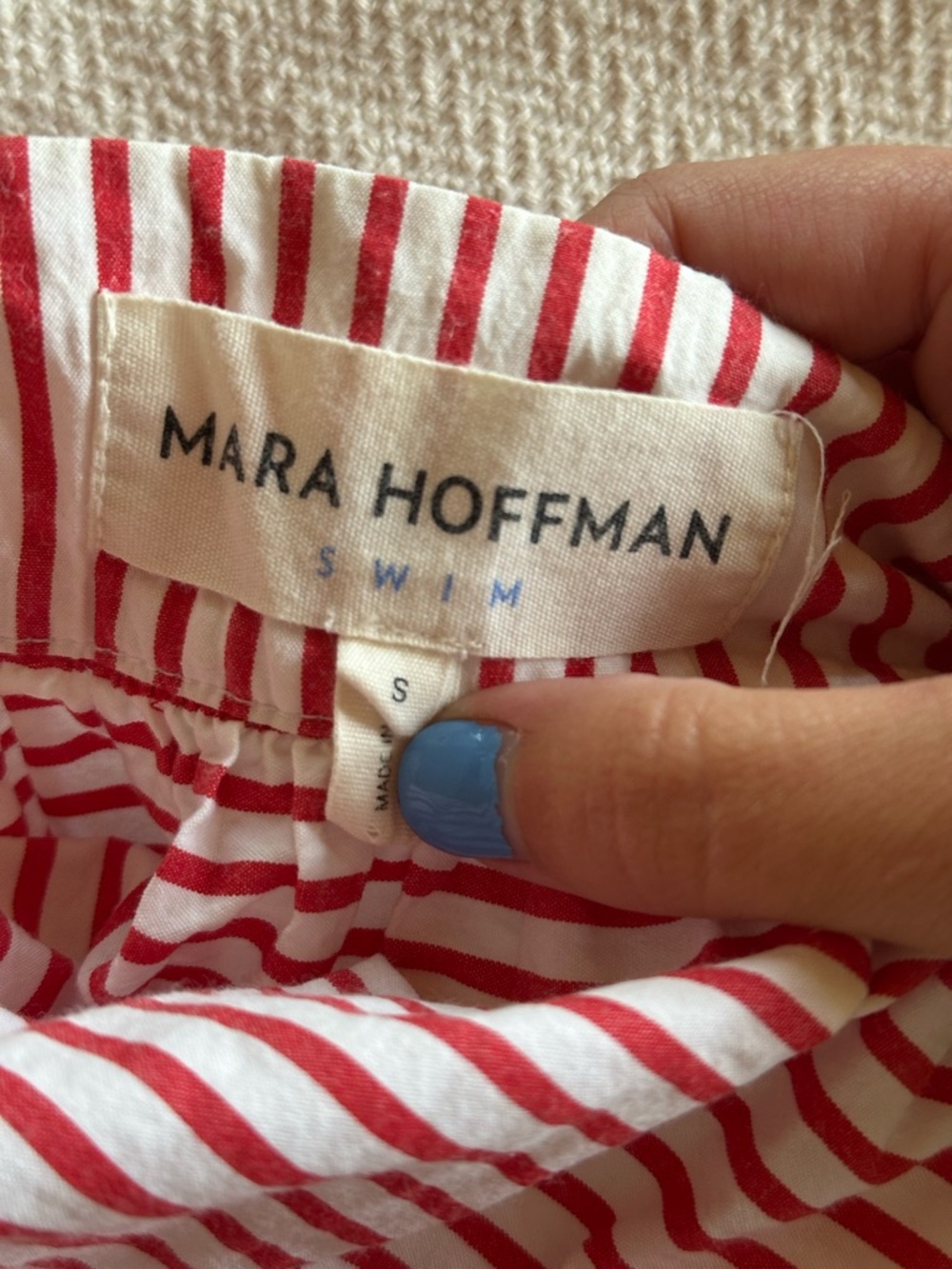 Mara Hoffman Red & White Striped Swim Skirt